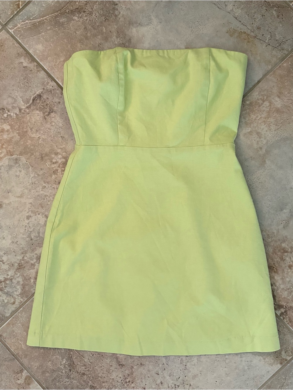 Forever 21 Lime Green Strapless Mini Dress Medium NWT Fitted Bodycon Y2K Club